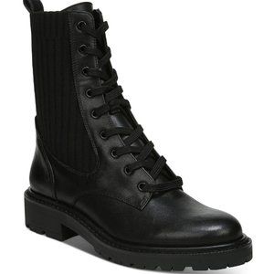 NEW ✨ SAM EDELMAN Black Leather Size 10.5 Lydell Mixed Media Combat Boots